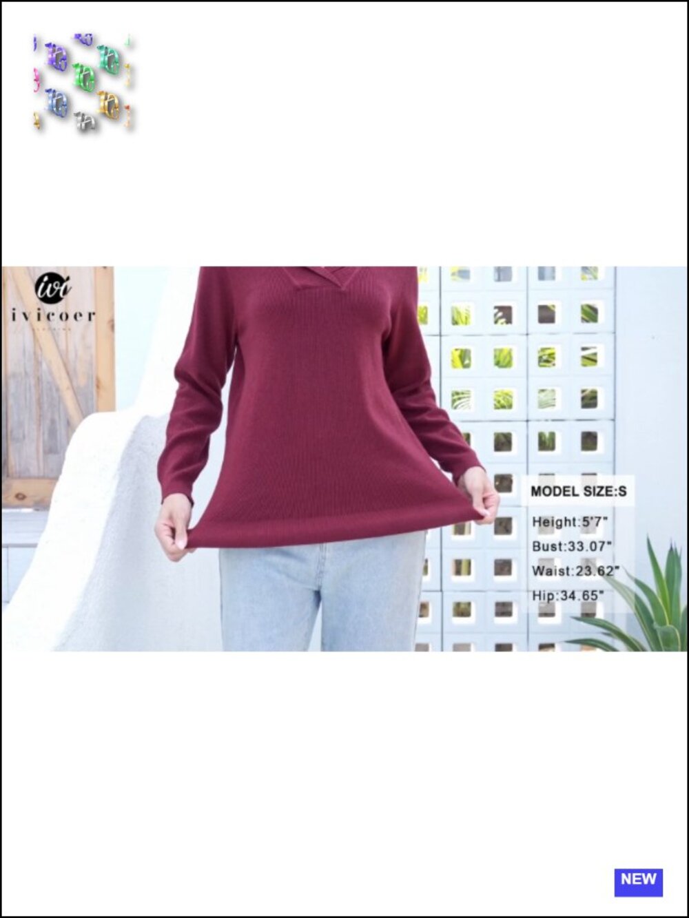 Women's V-Neck Long Sleeve Knit Pullover Sweater - Soft Viscose Blend - Picture 5 of 6